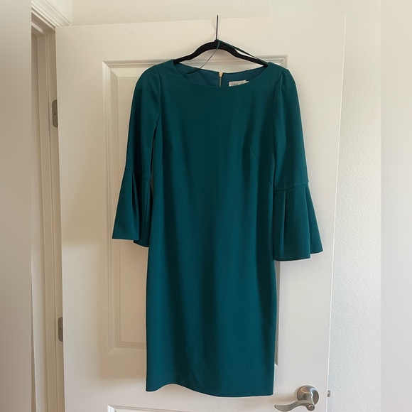 Forest Green, Eliza J Bell Sleeve Cocktail Dress - Picture 1 of 4
